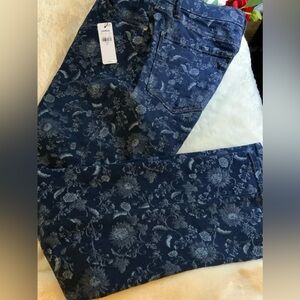 Express Floral Patterned Blue Chinos